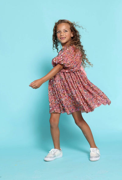 Lola + The Boys Dress Strawberry Birthday Cake Sequin Dress