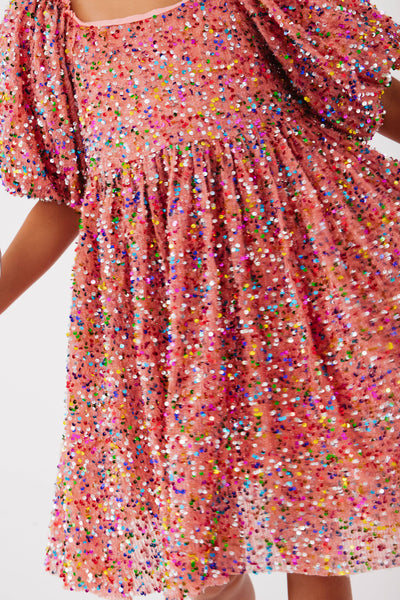 Lola + The Boys Dress Strawberry Birthday Cake Sequin Dress