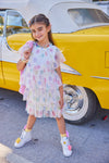 Lola + The Boys Dress Tiered Rainbow Smileys Dress