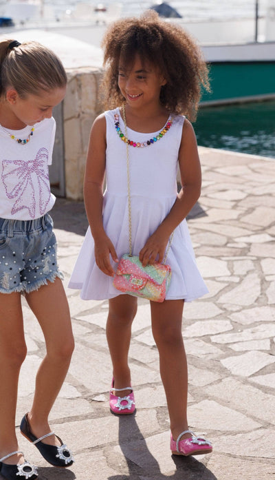 Lola + The Boys Dress White Rainbow Gems Tank Dress