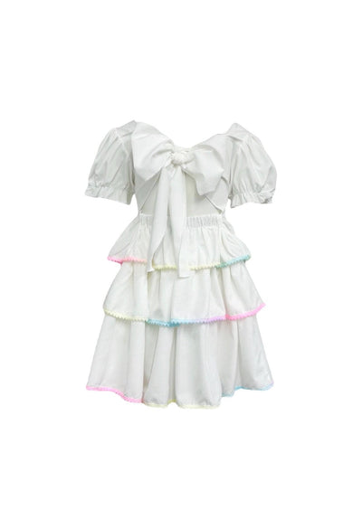 Lola + The Boys Dress White Rainbow Tiers Dress