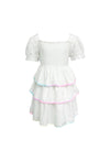 Lola + The Boys Dress White Rainbow Tiers Dress