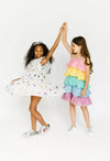 Lola & The Boys Dresses Rainbow Sequin Ruffle Dress