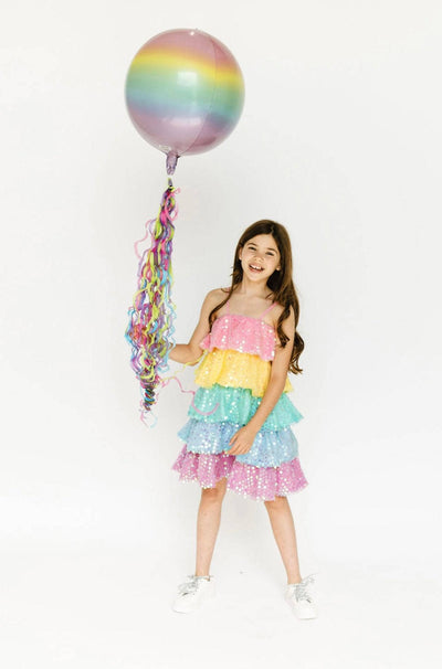 Lola & The Boys Dresses Rainbow Sequin Ruffle Dress