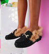 Lola + The Boys Footwear Black Glitter Fur loafers