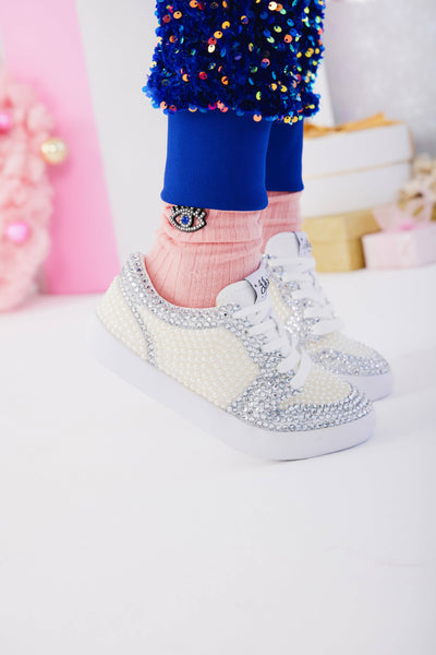 Lola + The Boys Footwear Diamonds and Pearls White Sneakers