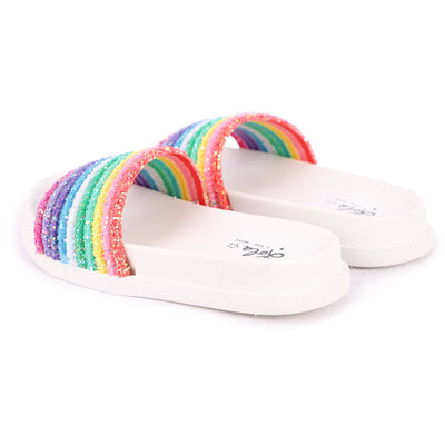 Lola + The Boys Footwear Glitter Rainbow Slides