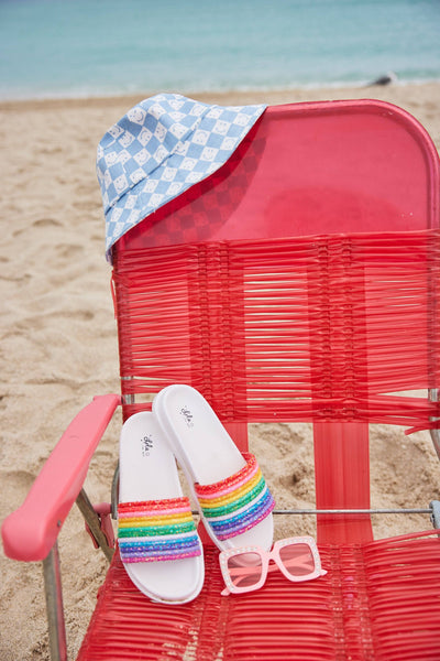 Lola + The Boys Footwear Glitter Rainbow Slides