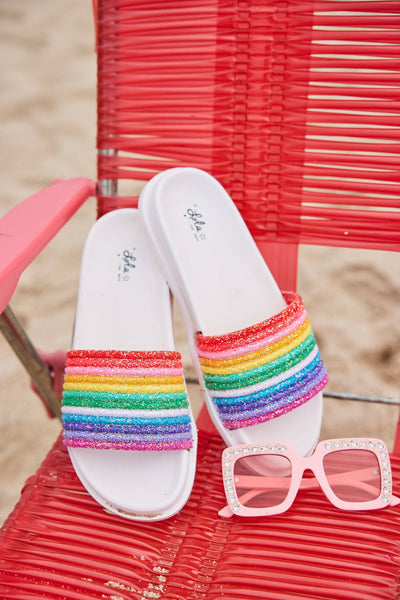 Lola + The Boys Footwear Glitter Rainbow Slides