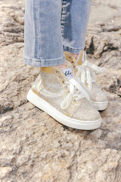 Lola + The Boys Footwear Gold Crystal Hologram Hightops