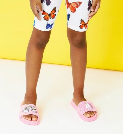 Lola + The Boys Footwear Pink Glitter Unicorn Slides