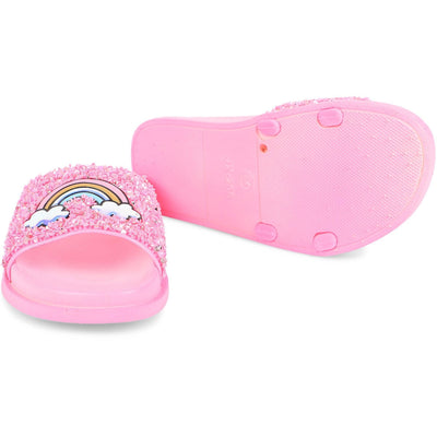 Lola + The Boys Footwear Pink Glitter Unicorn Slides