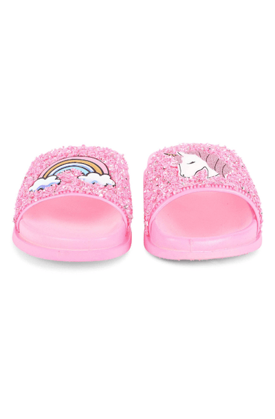 Lola + The Boys Footwear Pink Glitter Unicorn Slides