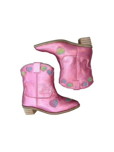 Lola + The Boys Footwear Pink Iridescent Heart Cowgirl Boots