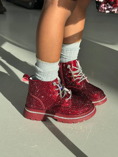 Lola + The Boys Footwear Pre-order Sparkle Burgundy Boots