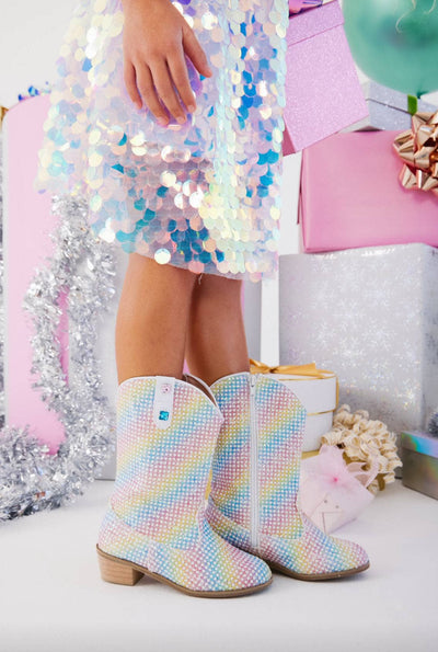 Lola + The Boys Footwear Rainbow Sparkle Cowgirl Boots