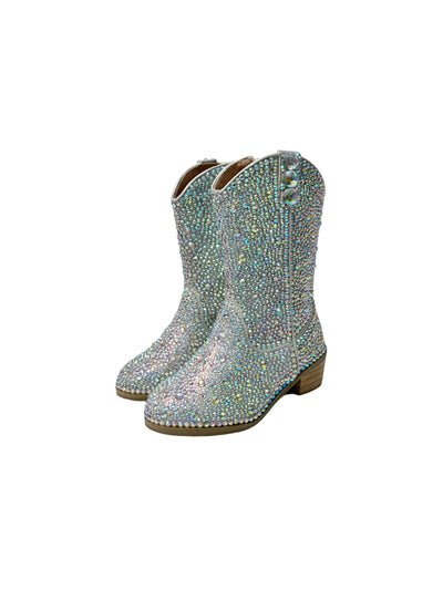 Lola + The Boys Footwear Silver Crystal Cowgirl Boots