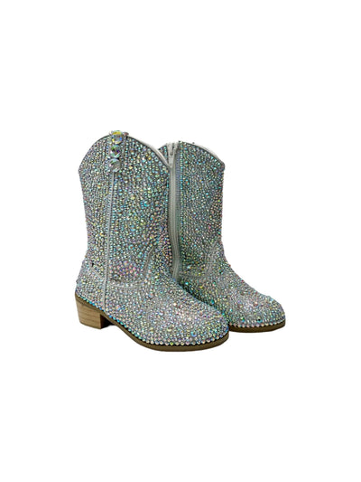 Lola + The Boys Footwear Silver Crystal Cowgirl Boots