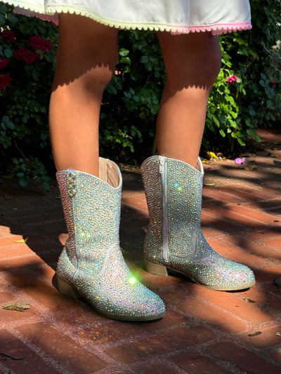 lola-wicked Footwear Silver Crystal Cowgirl Boots