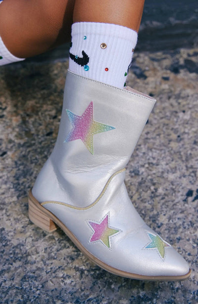 Lola + The Boys Footwear Sparkle Queen Glitter Cowgirl Boots