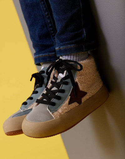 Lola + The Boys Footwear Tricolor High Top Sherpa Sneaker