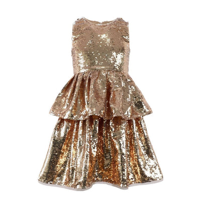 Lola + The Boys 2 Golden Sequin Tier Dress