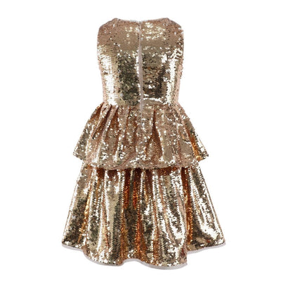 Lola + The Boys Golden Sequin Tier Dress