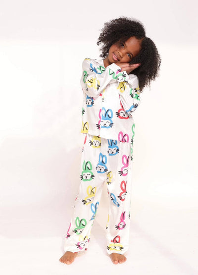 Lola + The Boys Graffiti Bunny Silk Set