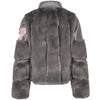 Lola + The Boys Grey Faux Fur Patch Moto