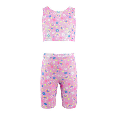 Lola + The Boys Happy Rainbow Metallic Athletic Set