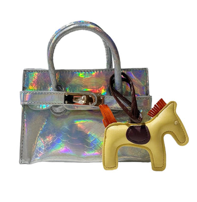 Lola + The Boys Silver Hologram Mini Croc Purse