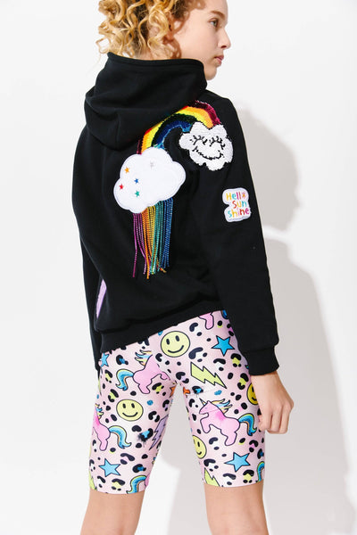 Lola + The Boys Hoodie Small / Black Women's Good Vibes Rainbow Hoodie