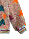 Lola + The Boys Irregular Rainbow Star Sequin Bomber