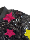 Lola + The Boys Irregular Rainbow Star Sequin Bomber