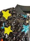 Lola + The Boys Irregular Rainbow Star Sequin Bomber