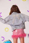 exclude-new-arriv Jacket Crystal Bow Denim Jacket