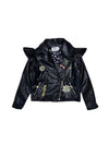 Lola + The Boys Jacket Crystal Patch Ruffle Vegan Leather Jacket