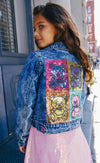 Lola + The Boys Jacket Pop Art Rainbow Bear Denim