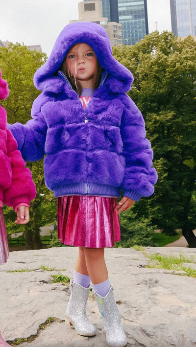 Lola + The Boys Jacket Purple Magic Faux Fur