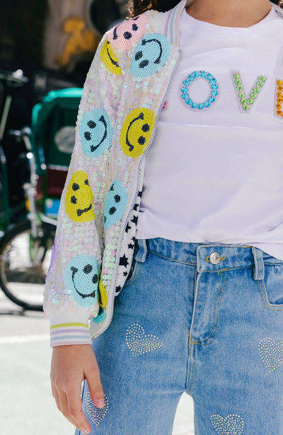 exclude-sale Jacket Rainbow Emoji Sequin Bomber