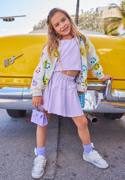 Lola + The Boys Jacket Rainbow Emoji Sequin Bomber