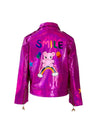 Lola + The Boys Jacket Smile Art Metallic Moto