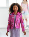 Lola + The Boys Jacket Smile Art Metallic Moto