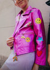 Lola + The Boys Jacket Smile Art Metallic Moto