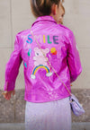 Lola + The Boys Jacket Smile Art Metallic Moto