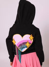 Lola + The Boys JACKET Sparkle Heart Crystal Rain Hoodie