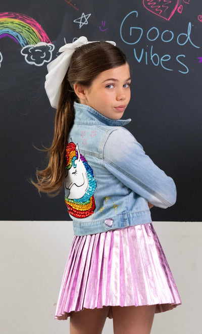 Lola + The Boys Jacket Unicorn Queen Denim Jacket