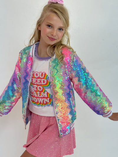 Lola + The Boys Jackets & Bombers Kaleidoscope Sequin Bomber