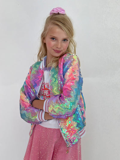 Lola + The Boys Jackets & Bombers Kaleidoscope Sequin Bomber