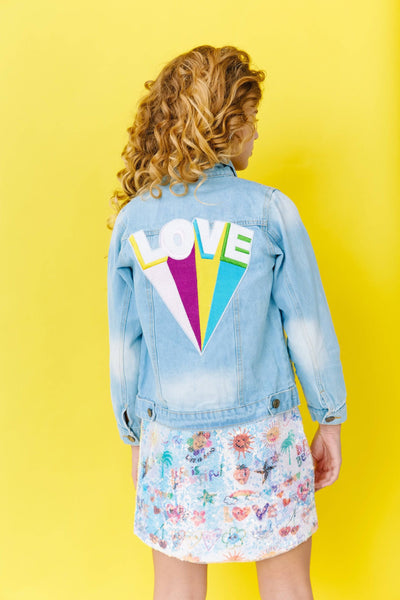 Lola + The Boys Jackets & Bombers Womens Rainbow LOVE Denim